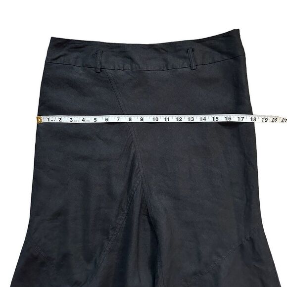 Sandro Sportswear Black Fit & Flare Linen Blend Belt Loop Midi Skirt Size 10 - Picture 9 of 10